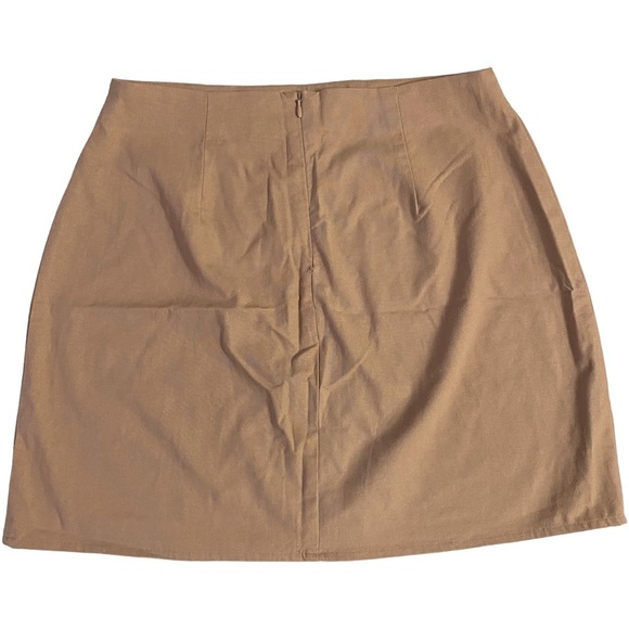 Sabo Tan Brown Pencil Skirt Cotton Linen Blend Business Casual Neutral Large L - Picture 2 of 15